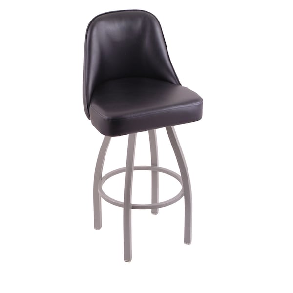 Grizzly 36" Swivel Bar Stool, Nickel Finish, Black Vinyl Seat